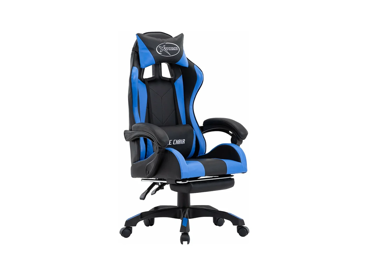 Chaise gamer avec repose-pied Bleu et noir Similicuir REO68027