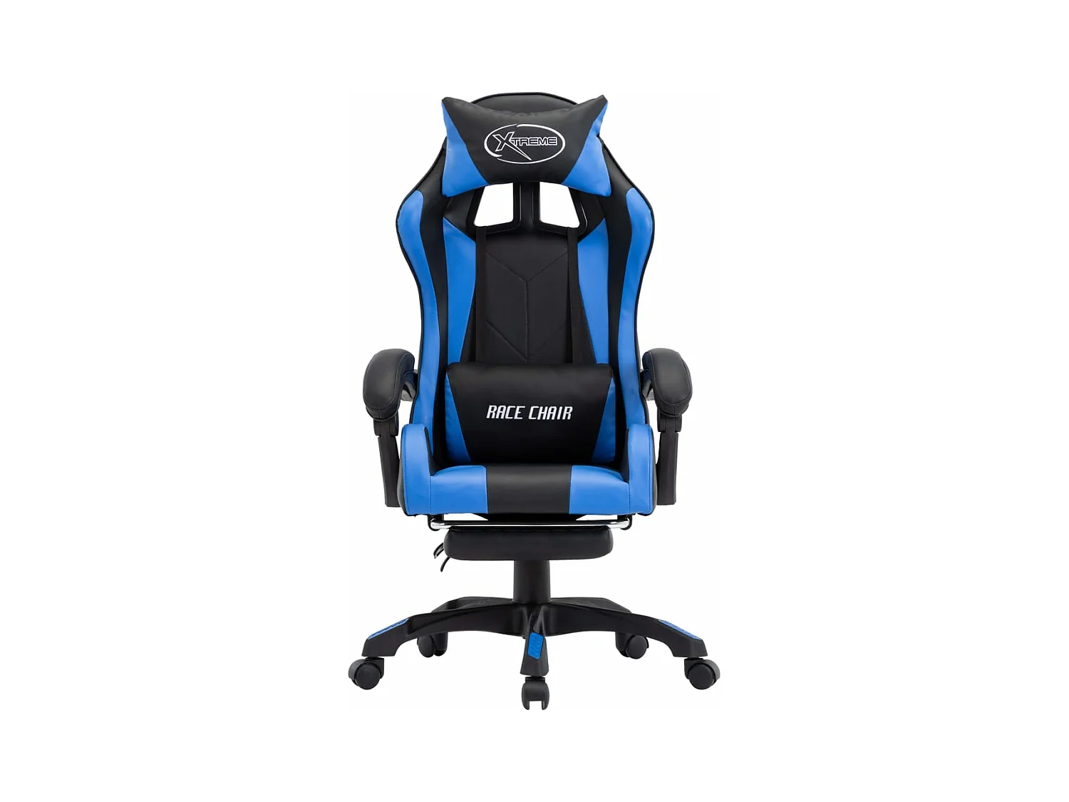 Chaise gamer avec repose-pied Bleu et noir Similicuir REO68027
