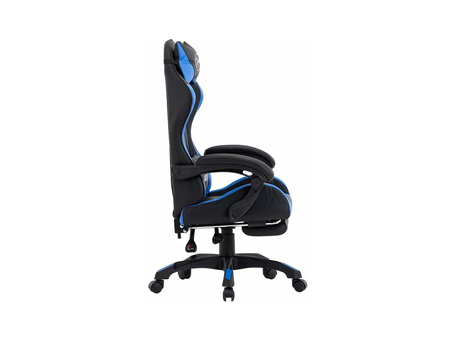 Chaise gamer avec repose-pied Bleu et noir Similicuir REO68027