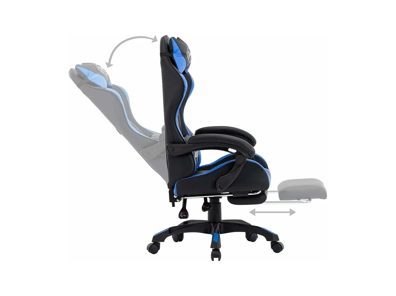 Chaise gamer avec repose-pied Bleu et noir Similicuir REO68027