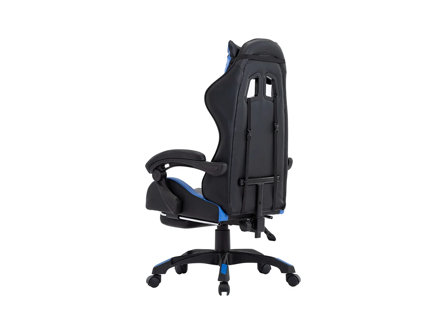 Chaise gamer avec repose-pied Bleu et noir Similicuir REO68027
