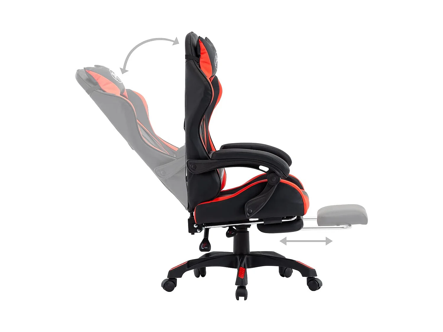 Chaise gamer et repose-pied Rouge et noir Similicuir REO78810