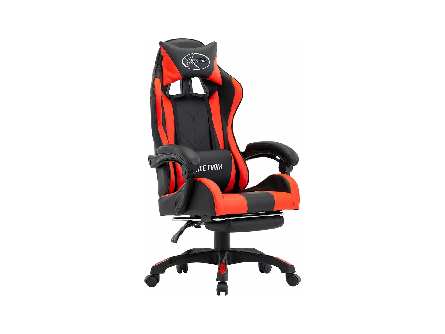 Chaise gamer et repose-pied Rouge et noir Similicuir REO78810