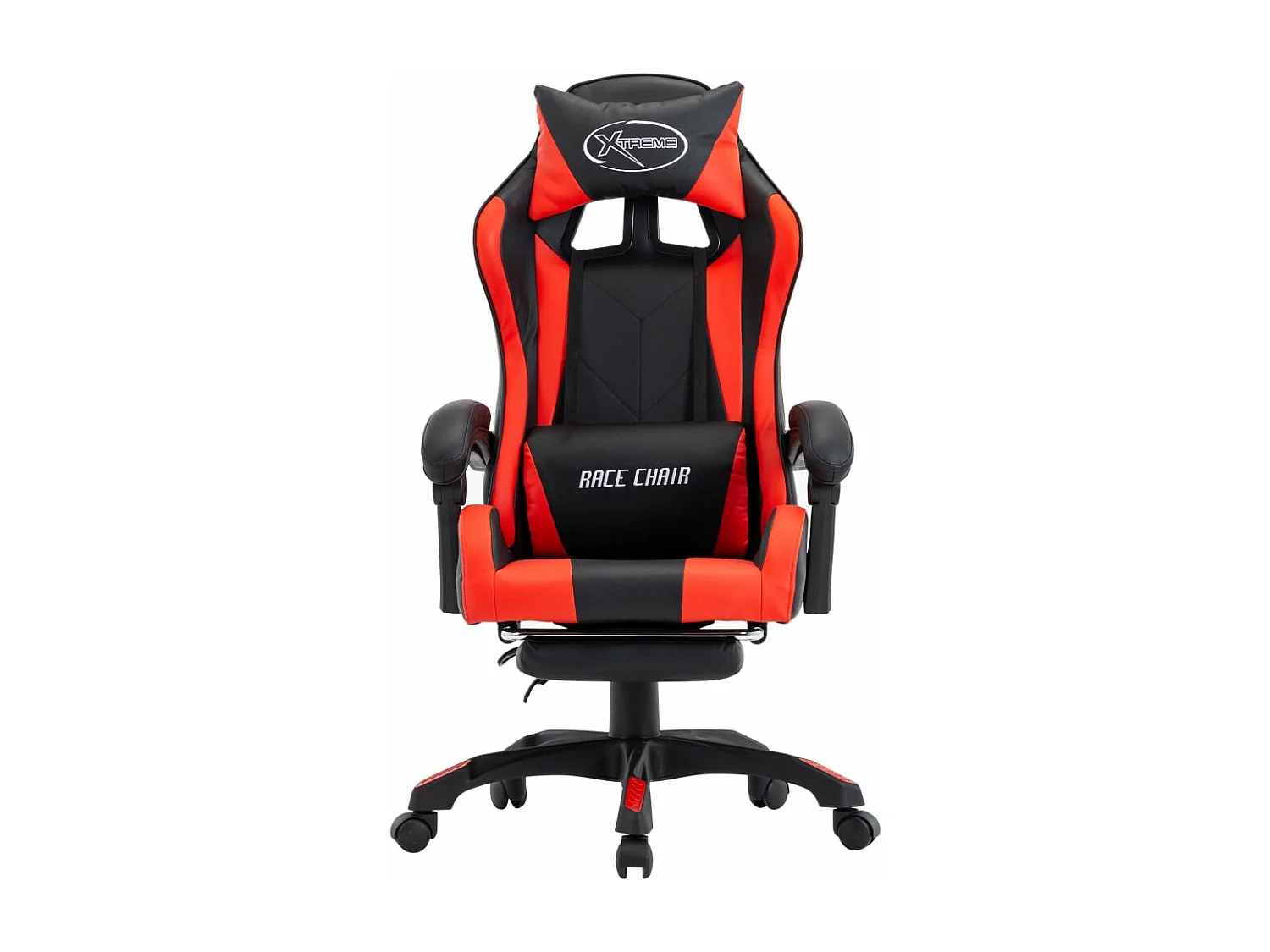 Chaise gamer et repose-pied Rouge et noir Similicuir REO78810