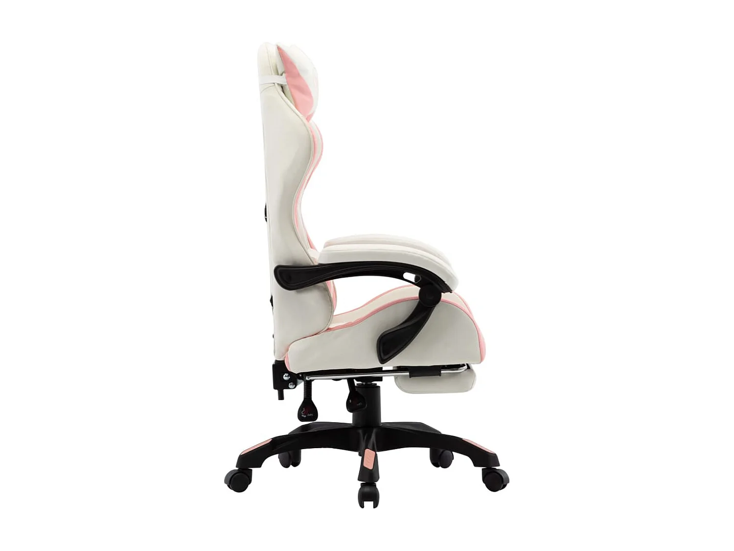 Chaise gamer et repose-pied Rose et blanc Similicuir REO94435