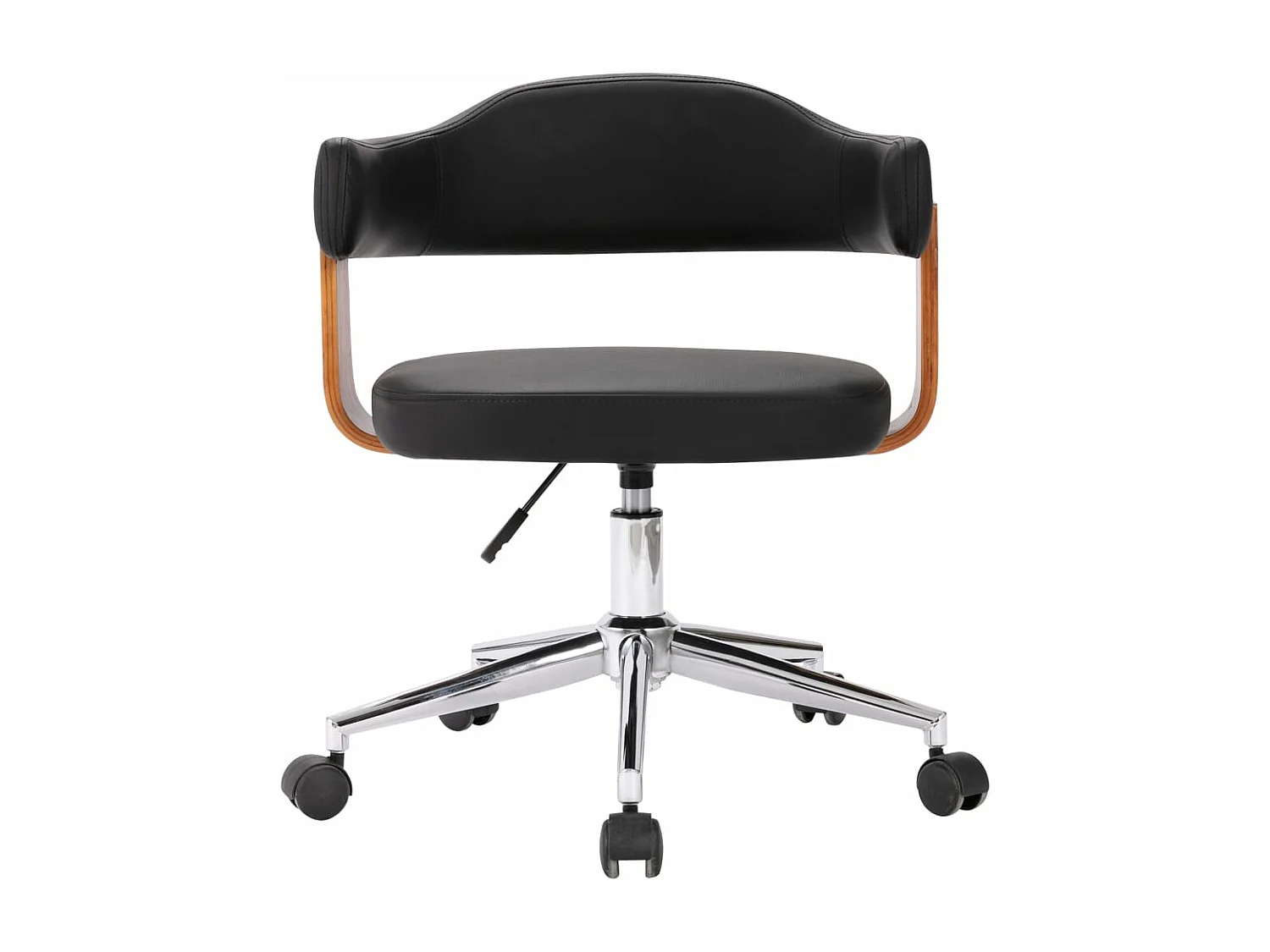 Chaise pivotante de bureau Noir Bois courbé et similicuir SEF17348