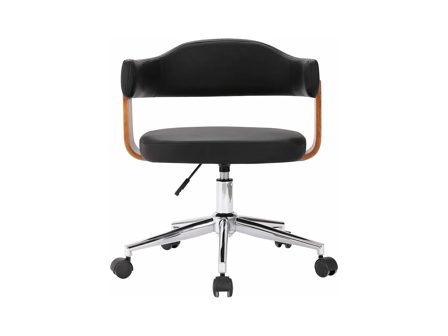 Silla de oficina giratoria madera curvada cuero sintético negro ES18554