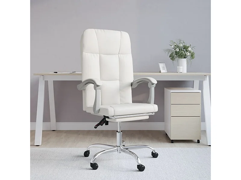Chaise inclinable de bureau Blanc Similicuir -ASAF95277