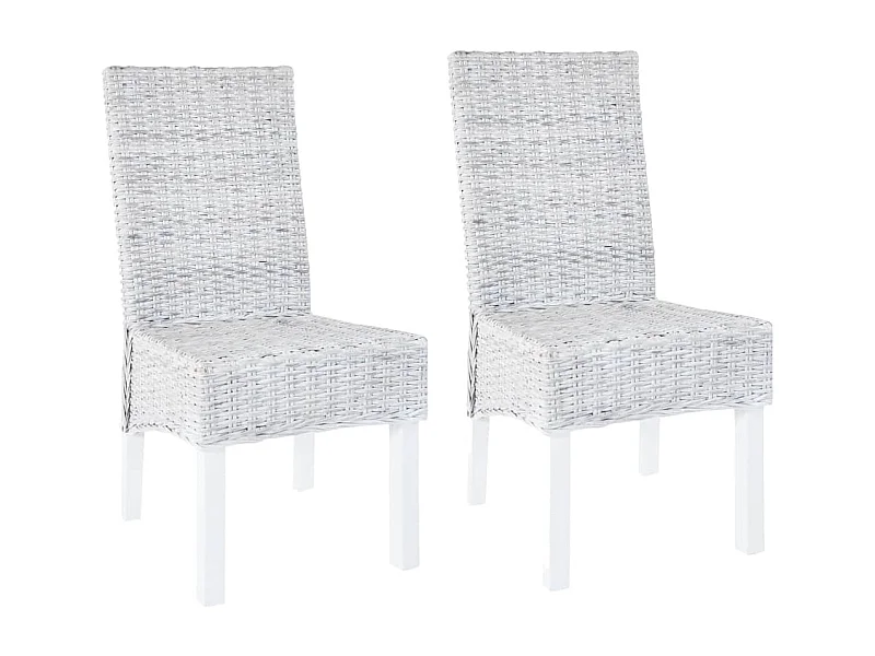 Cadeiras de jantar 2 pcs vime Kubu + madeira mangueira castanho PT444490