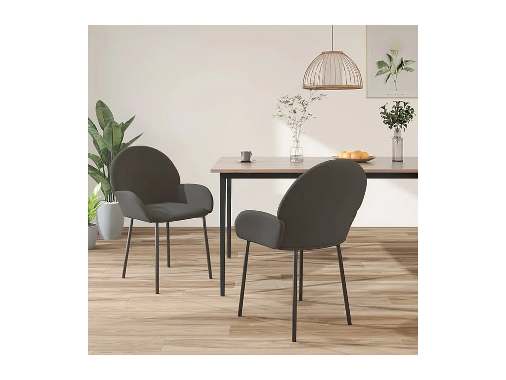 Chaises à manger Lot de 2 Gris foncé Velours REO83201
