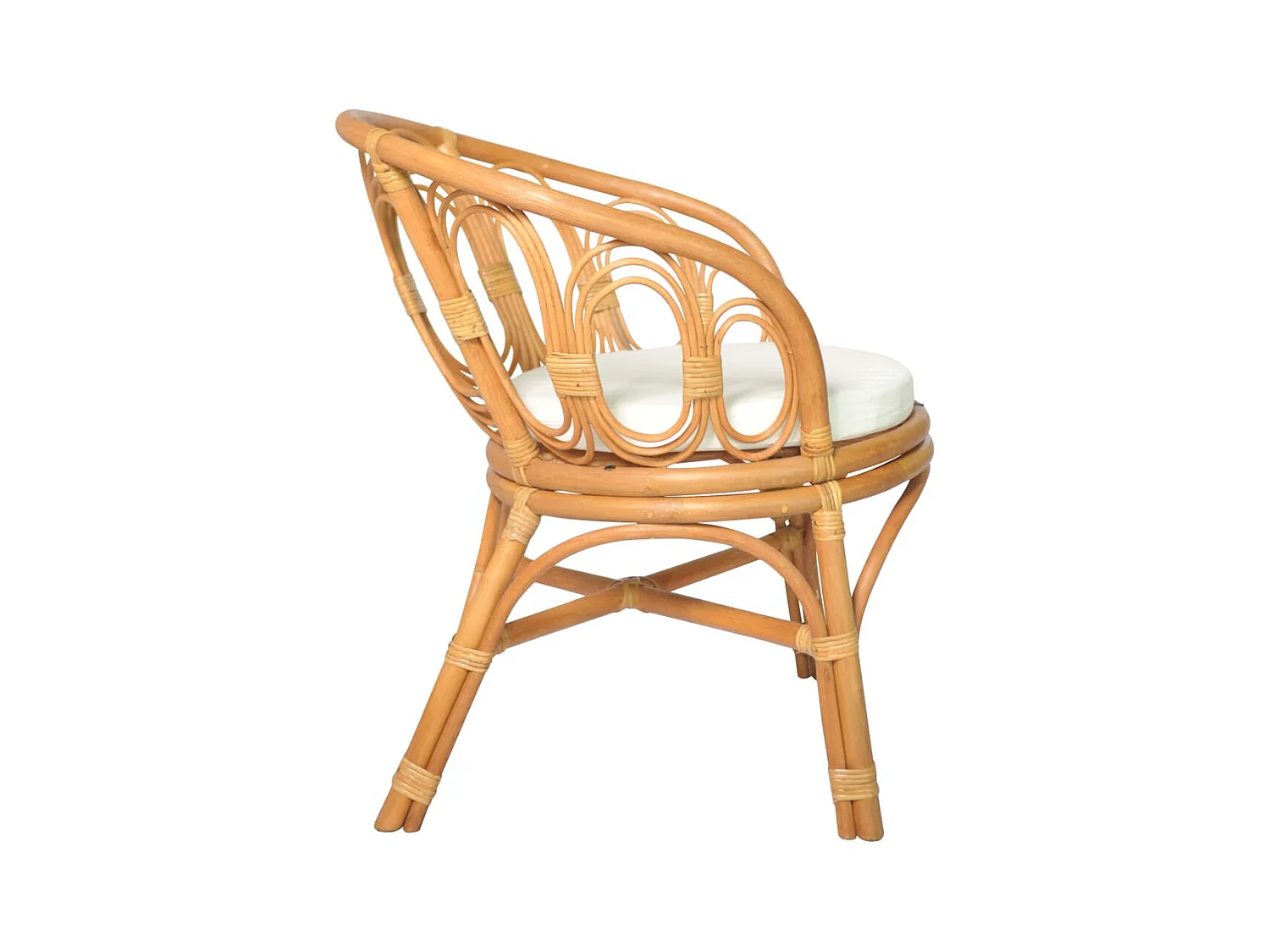 Silla de comedor con cojín ratán natural y lino marrón claro ES641117