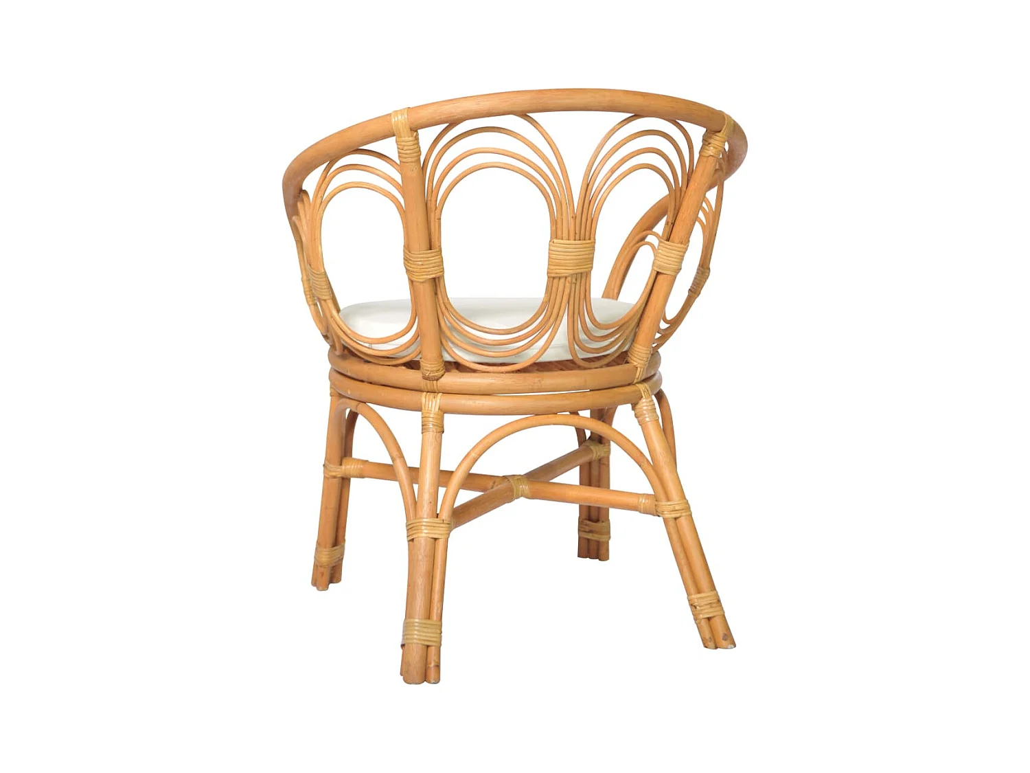 Silla de comedor con cojín ratán natural y lino marrón claro ES641117