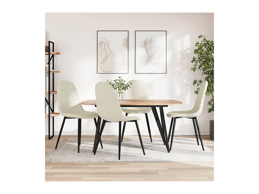 Chaises à manger Lot de 4 crème velours REO36419