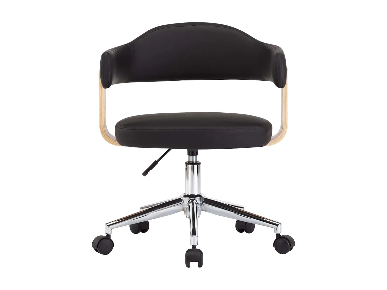 Chaise pivotante à dîner Noir Bois courbé et similicuir REO93677