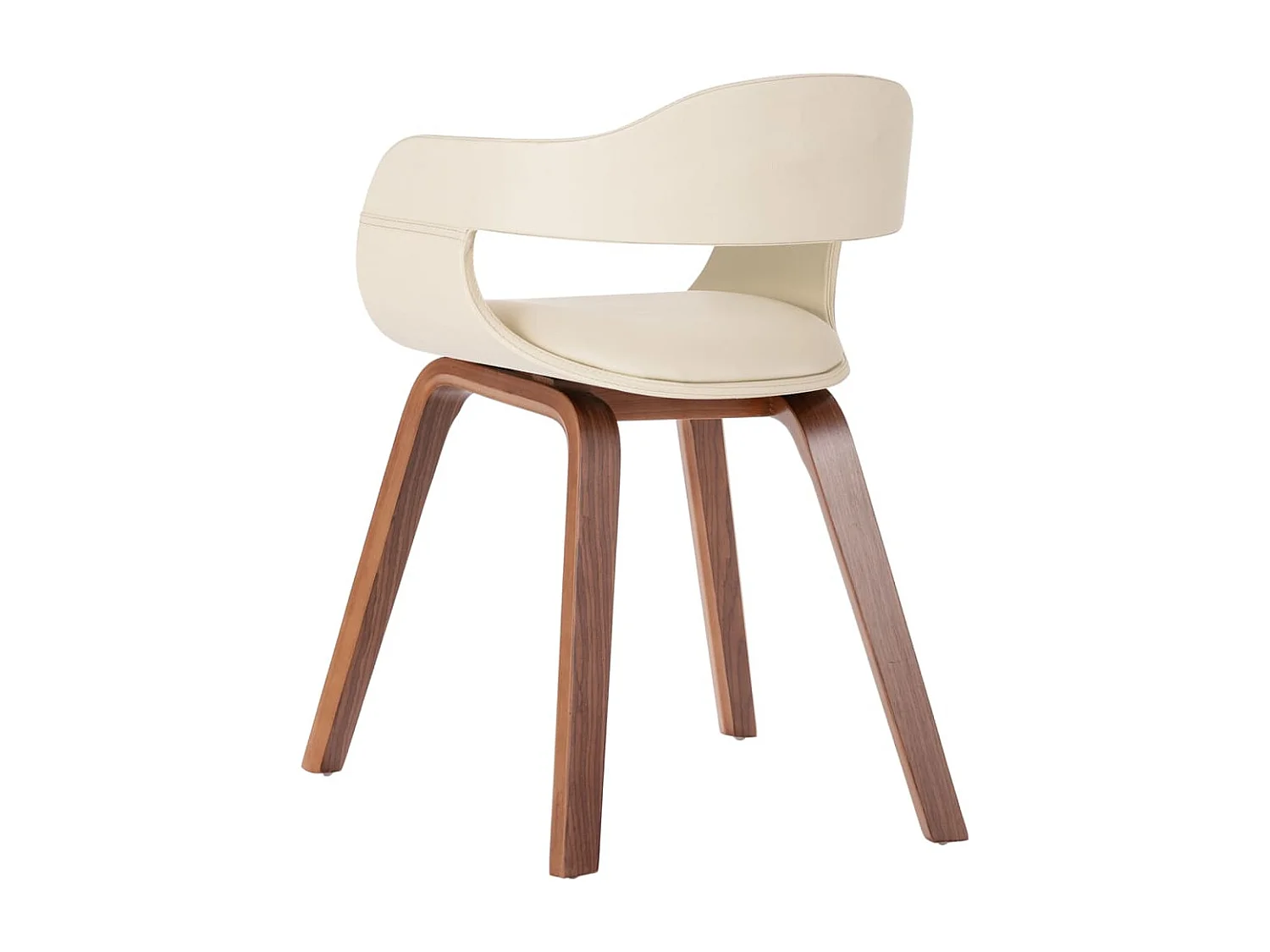 Chaise de salle à manger Blanc Bois courbé et similicuir REO24411