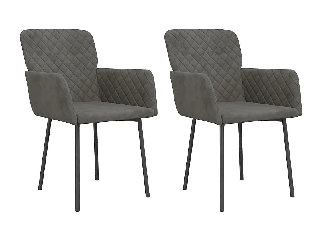 Chaises à manger Lot de 2 Gris foncé Velours REO57093