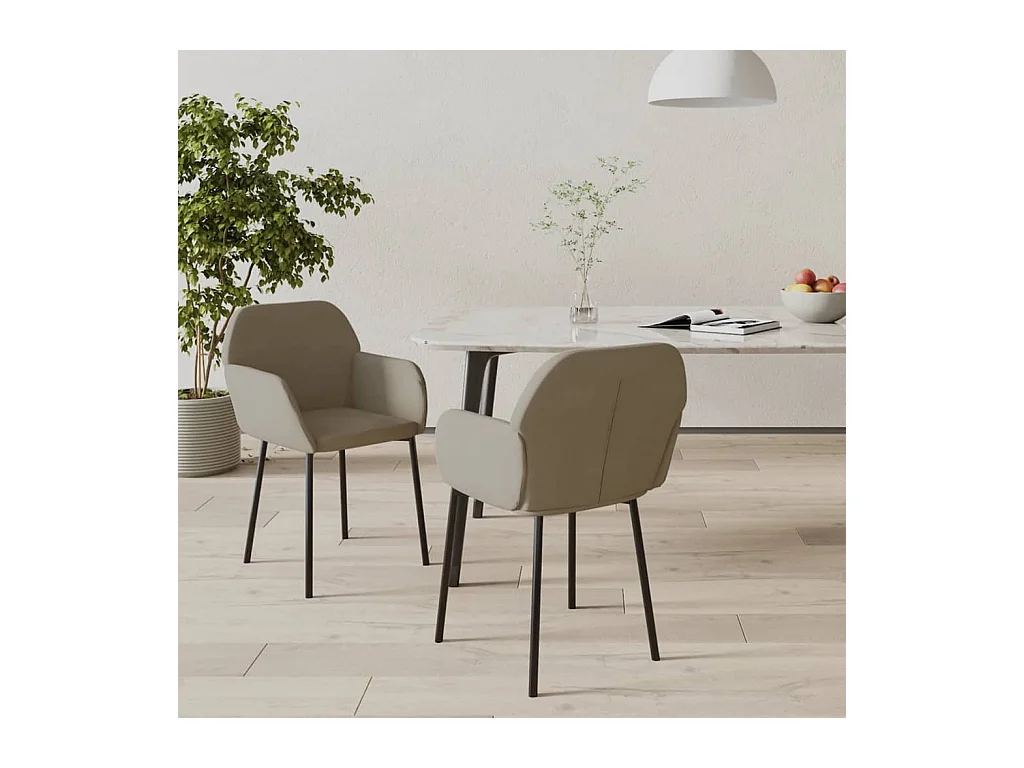 Chaises à manger Lot de 2 Gris clair Velours REO26888