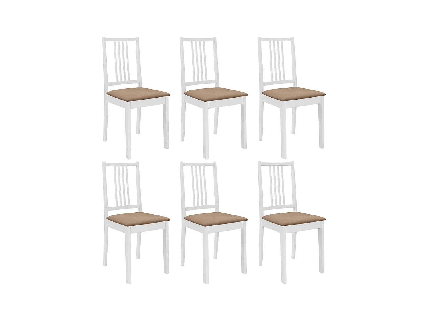Chaises à manger avec coussins Lot de 6 blanc bois solide REO82567