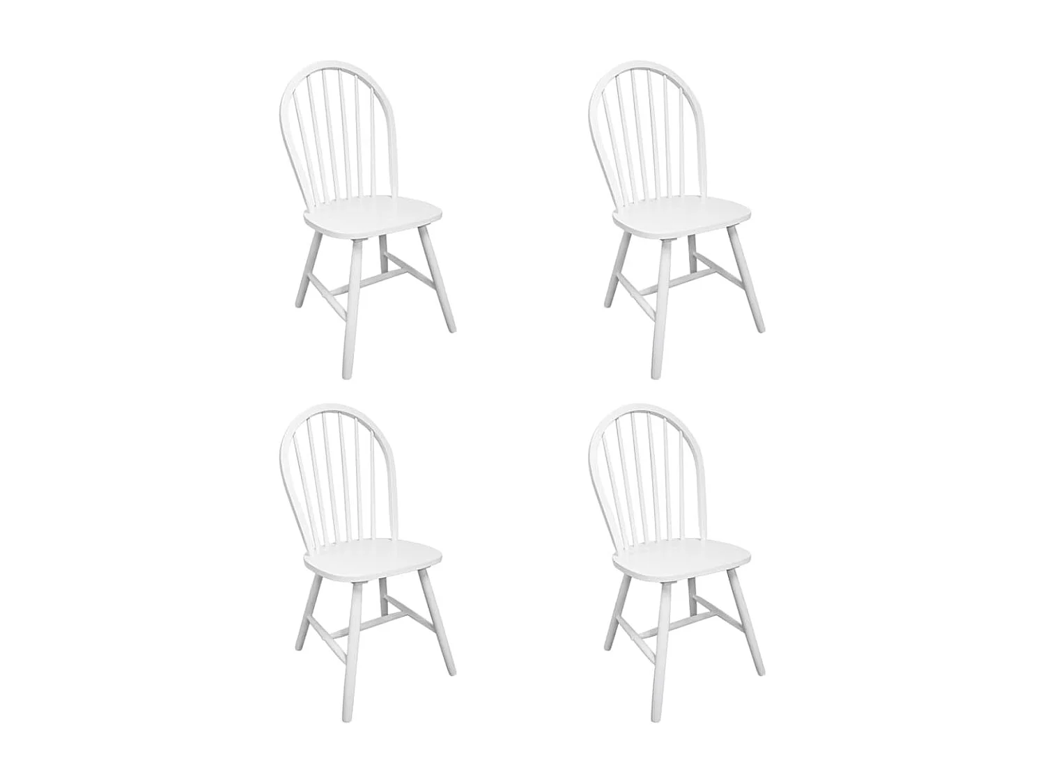 Chaises à manger Lot de 4 blanc bois d'hévéa solide REO47580