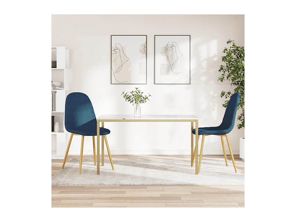 Chaises à manger Lot de 2 Bleu Velours REO64726