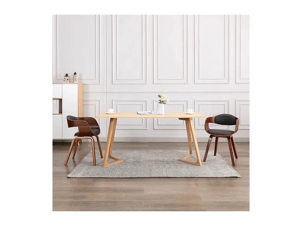 Chaises à manger Lot de 2 bois courbé et tissu gris REO93139