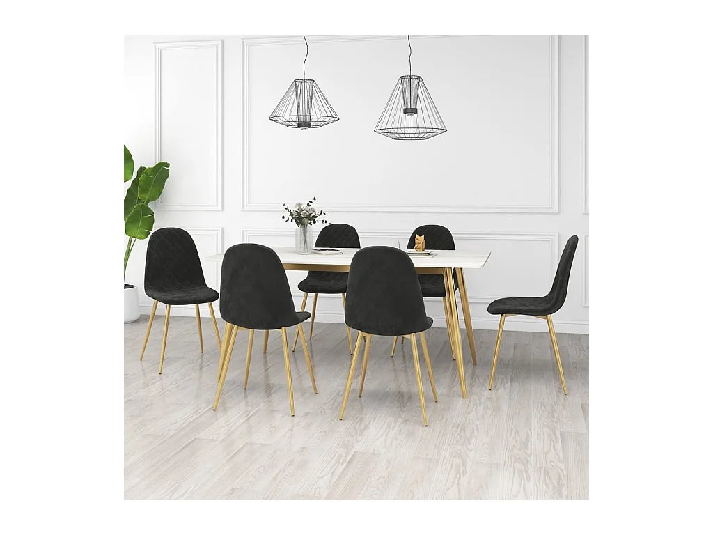 Chaises à manger Lot de 6 noir velours REO28430