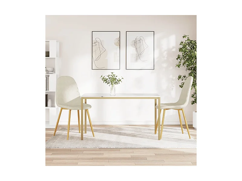 2er-set-Stühle| Esszimmerstühle Cremeweiß Samt -gkd113812