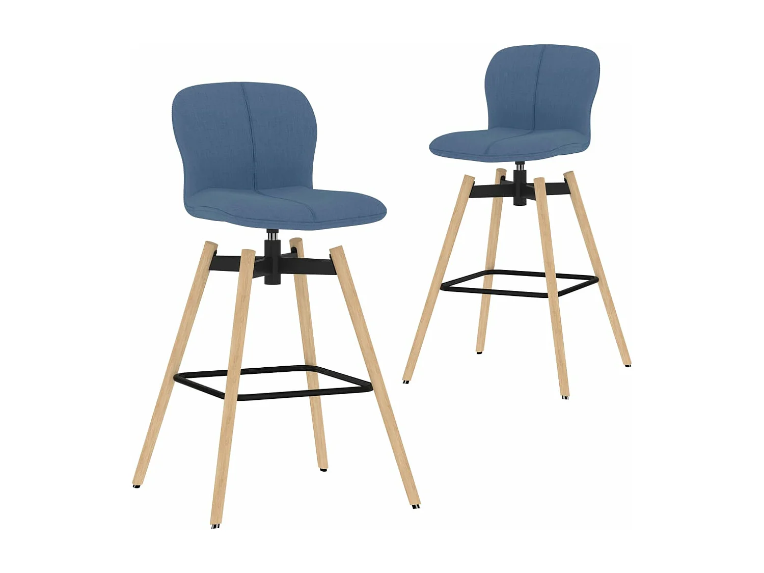 Tabourets pivotantes de bar lot de 2 bleu tissu REO12353