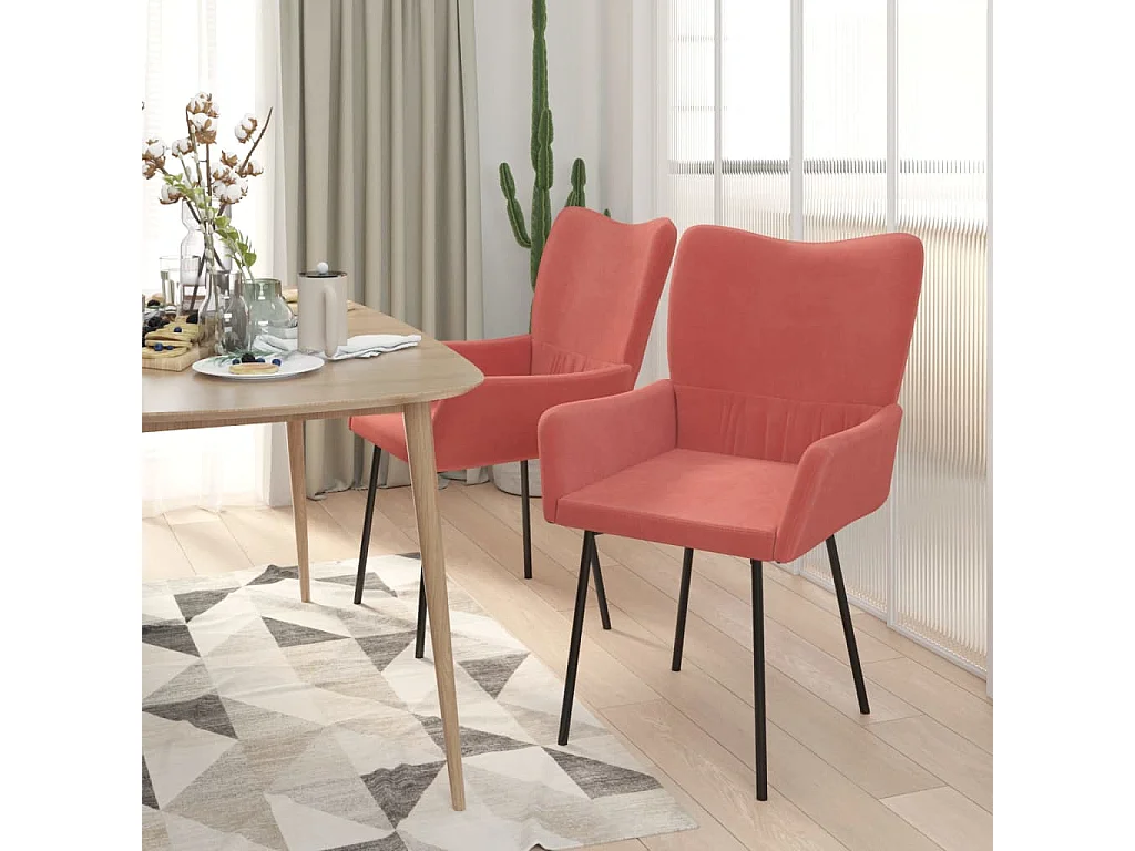 2er-set-Stühle| Esszimmerstühle Rosa Samt -gkd911559