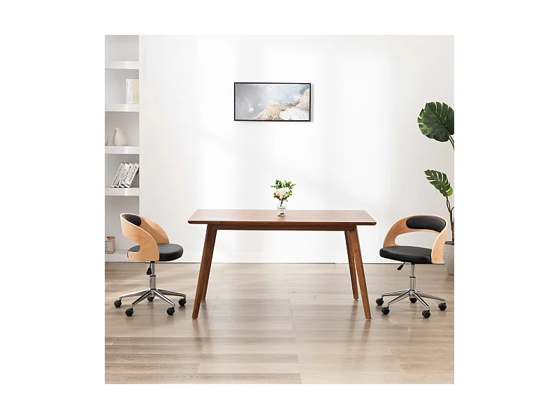 2er-set-Drehbare Esszimmerstühle | Stühle Schwarz Bugholz und Kunstleder -gkd328381