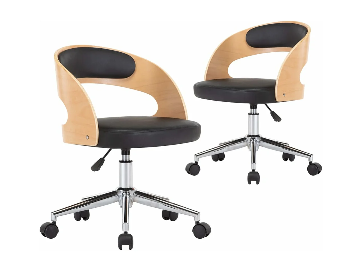Chaises pivotantes à manger Lot de 2 bois courbé et similicuir REO87435