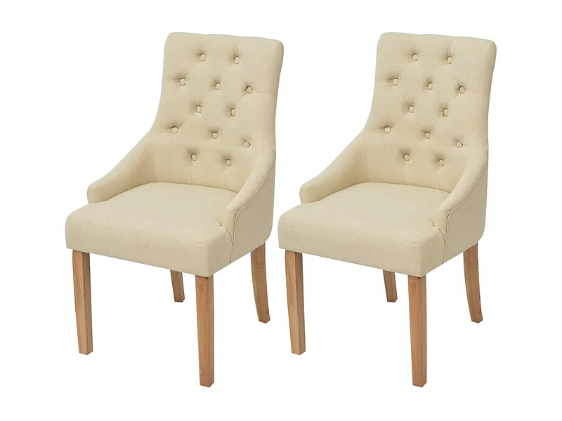 Chaises à manger Lot de 2 crème tissu REO23678