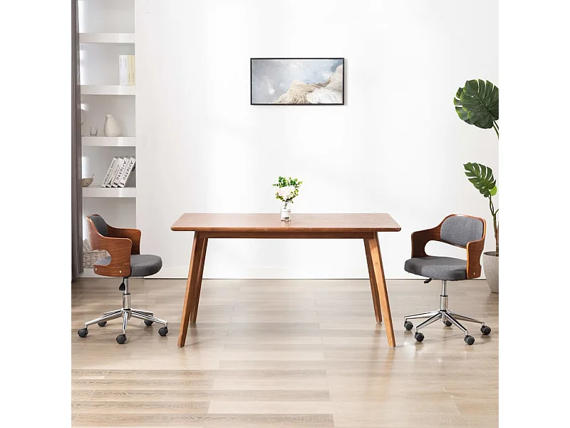 Chaises pivotantes à manger Lot de 2 gris bois courbé et tissu REO77203