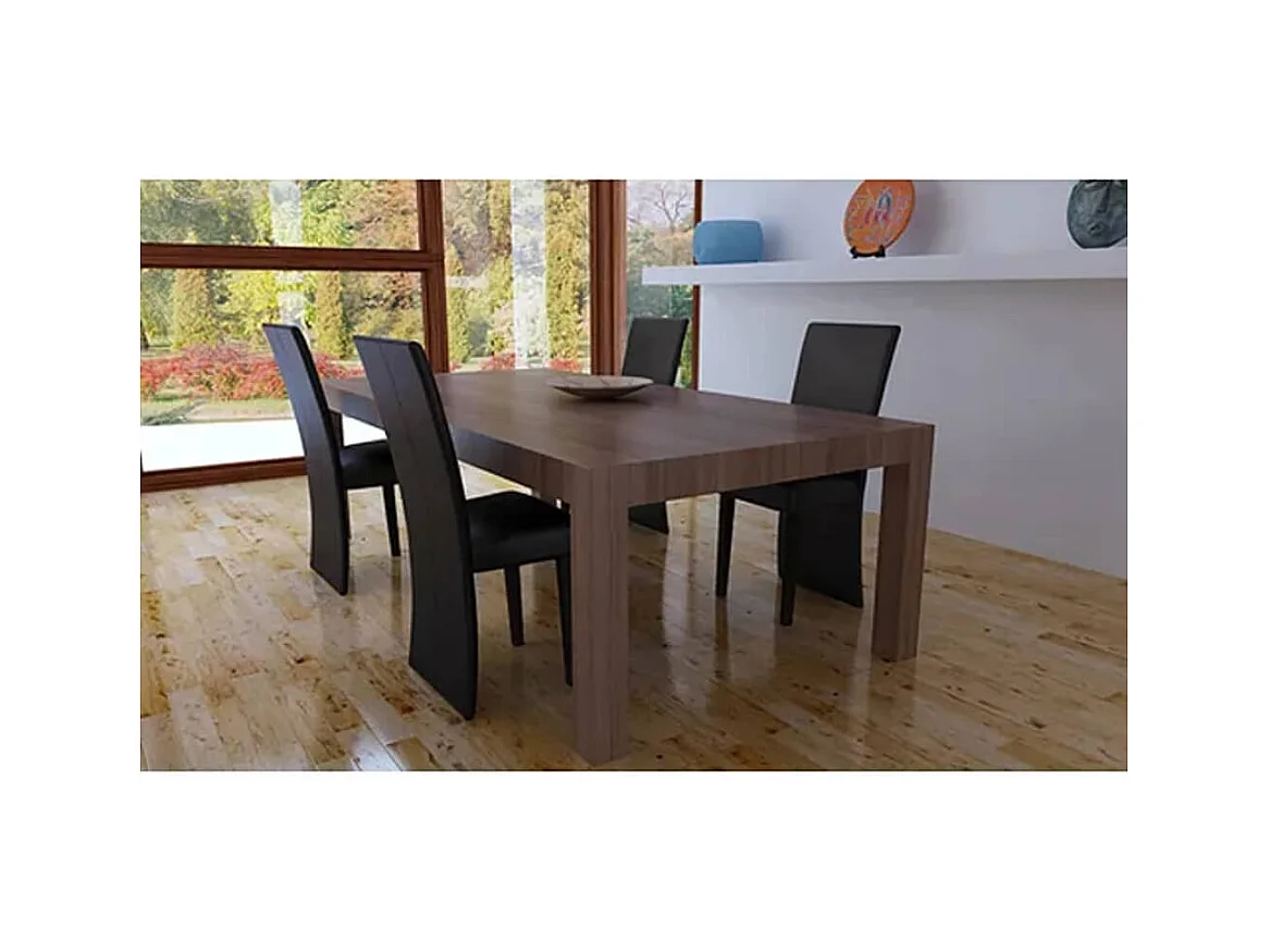 Chaises à manger Lot de 4 marron foncé similicuir REO94475