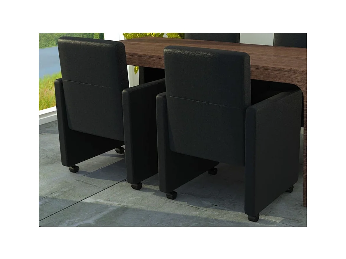 Chaises à manger Lot de 2 noir similicuir REO72356