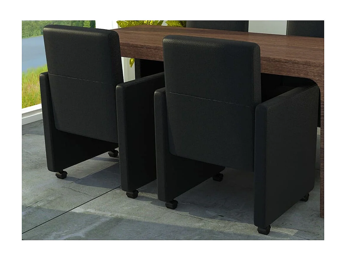 Chaises à manger Lot de 2 noir similicuir REO72356