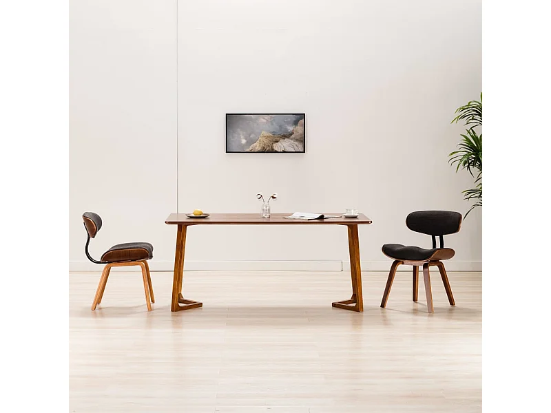 Chaises à manger Lot de 2 gris bois courbé et tissu REO23283