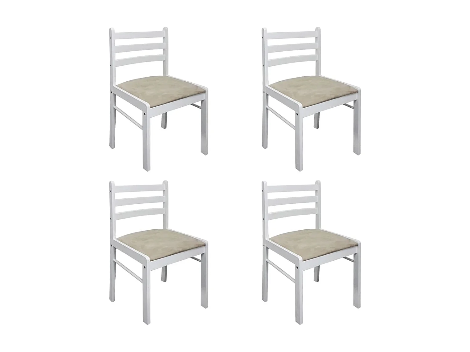Chaises à manger Lot de 4 blanc hévéa solide et velours REO53649