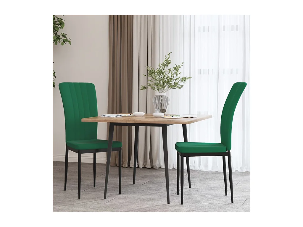 Chaises à manger Lot de 2 Vert foncé Velours REO21966