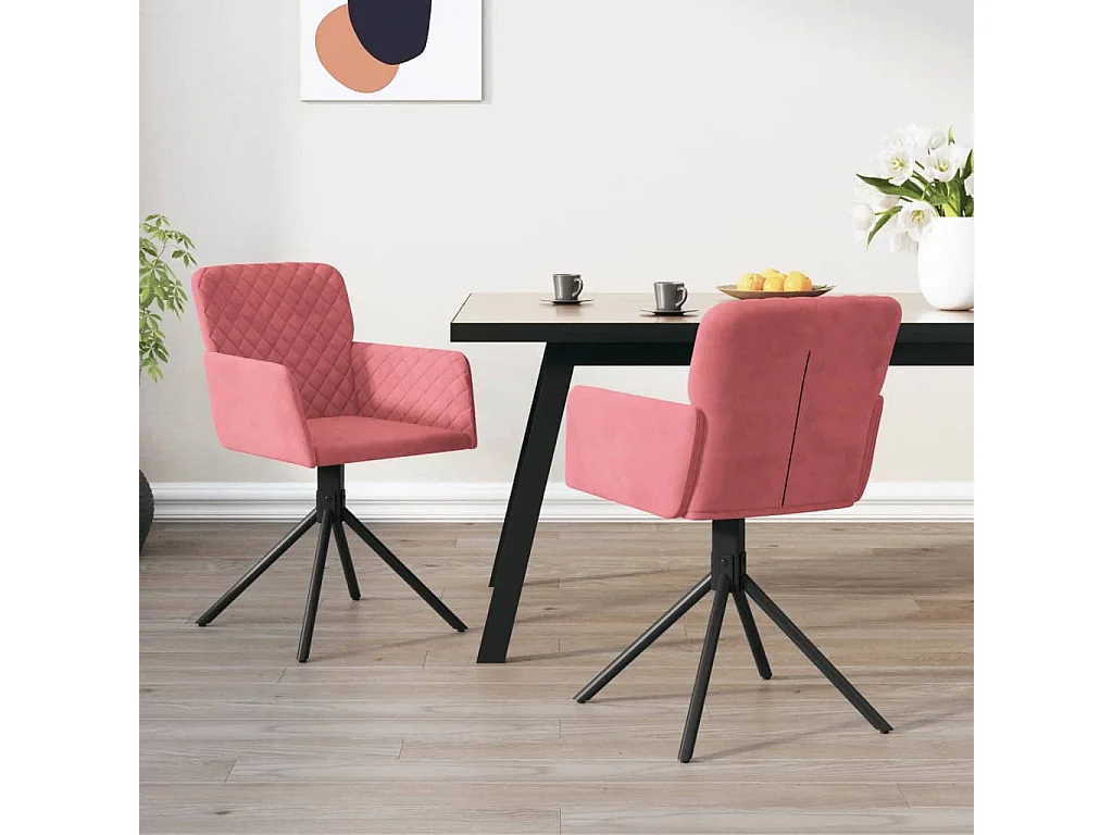 2er-set-Stühle| Esszimmerstühle Drehbar Rosa Samt -gkd329892