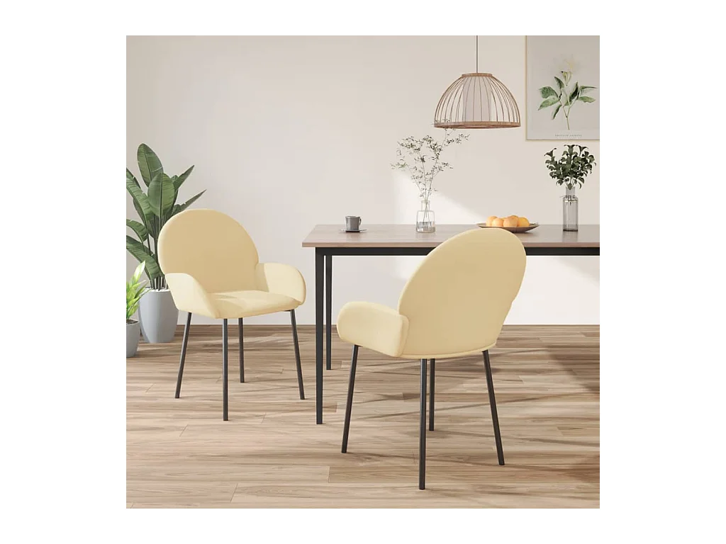 Chaises à manger Lot de 2 Crème Velours REO53728