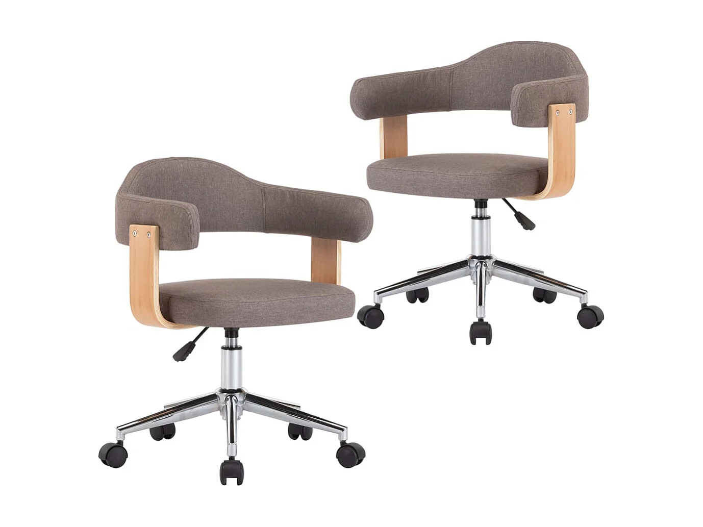 Chaises pivotantes à manger Lot de 2 taupe bois courbé et tissu REO96437