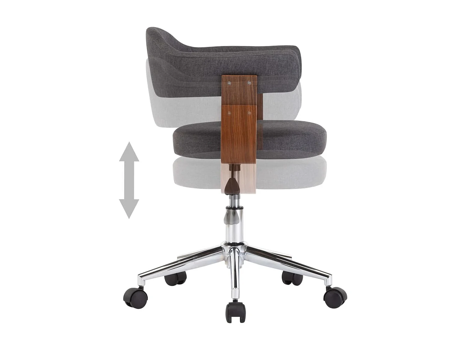 Chaises pivotantes à manger Lot de 2 gris bois courbé et tissu REO21747