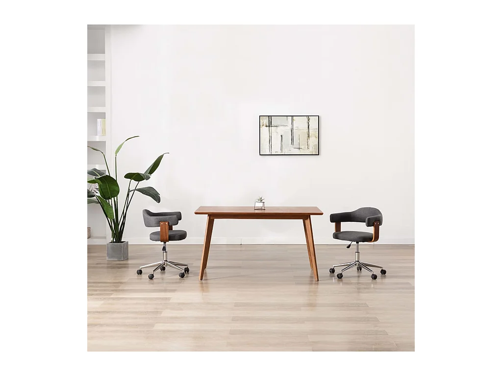 Chaises pivotantes à manger Lot de 2 gris bois courbé et tissu REO21747