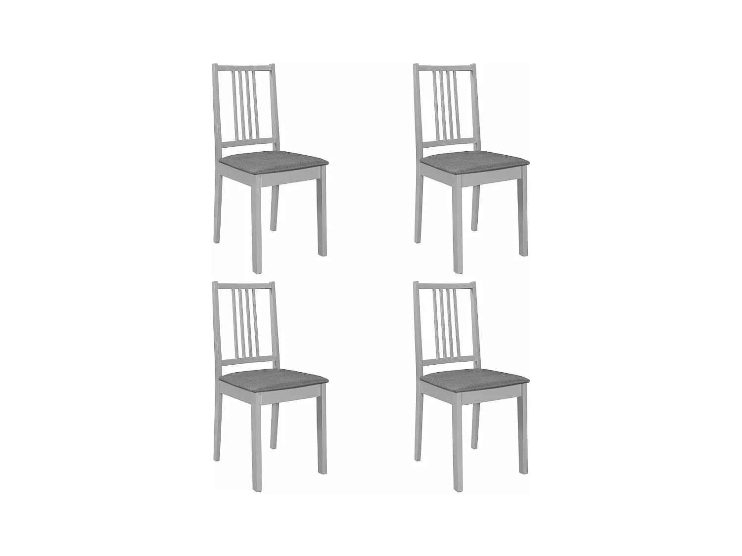Chaises à manger avec coussins Lot de 4 gris bois solide REO98699