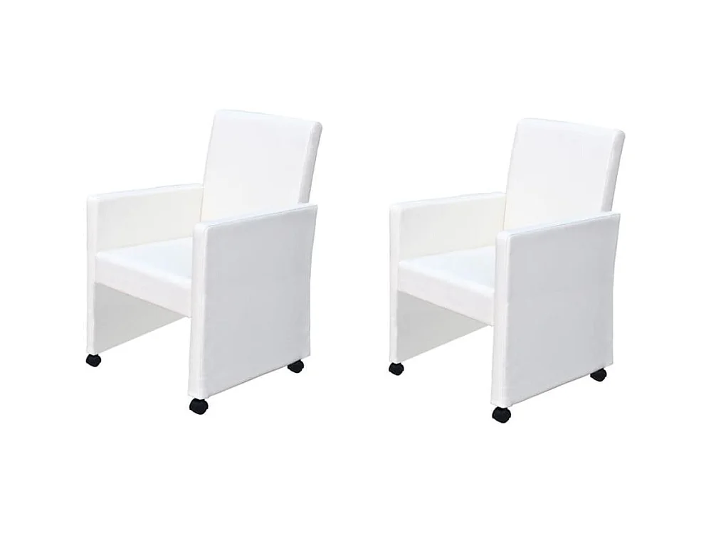 Chaises à manger Lot de 2 blanc similicuir REO91128