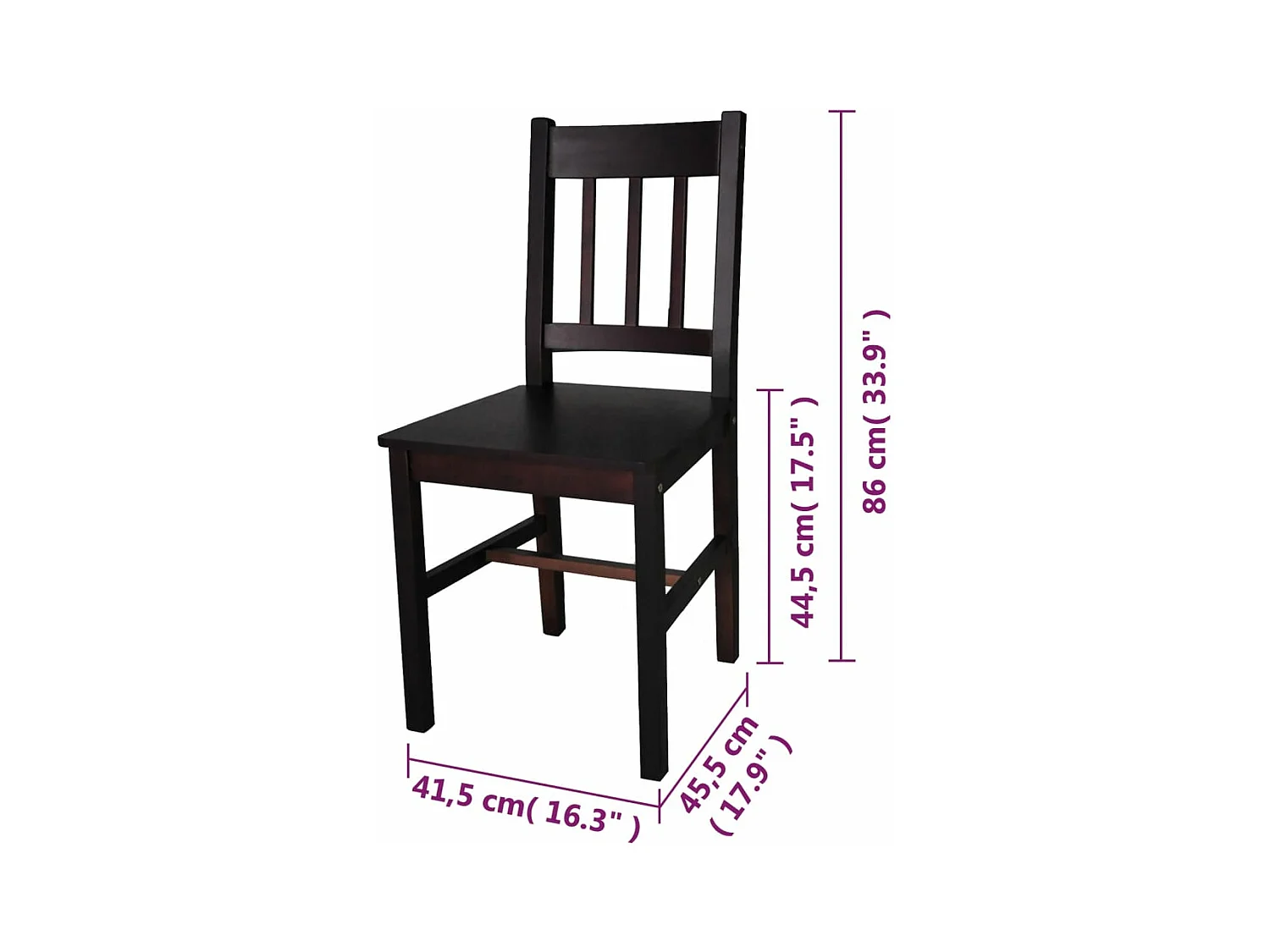 Chaises à manger Lot de 6 marron foncé pinède REO60698