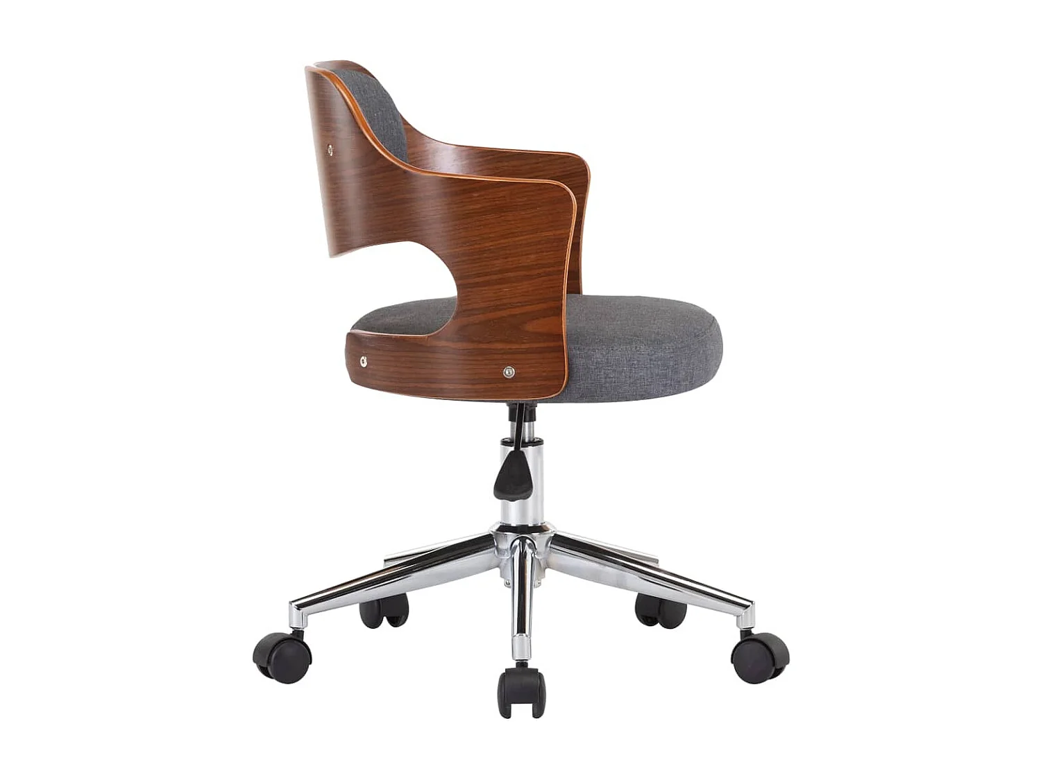 Chaise pivotante de salle à manger Gris Bois courbé et tissu REO53653