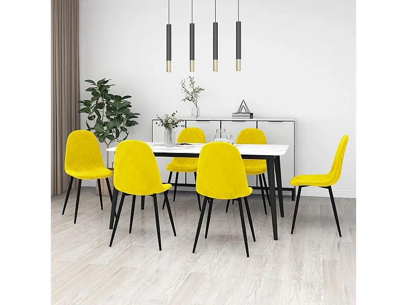 Cadeiras de jantar 6 pcs veludo amarelo mostarda PT830970
