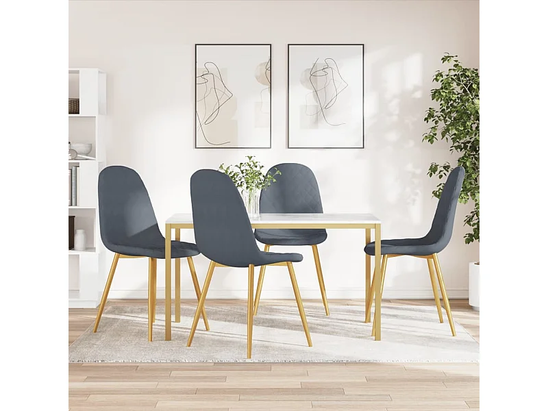 4er-set-Stühle| Esszimmerstühle Dunkelgrau Samt -gkd22508
